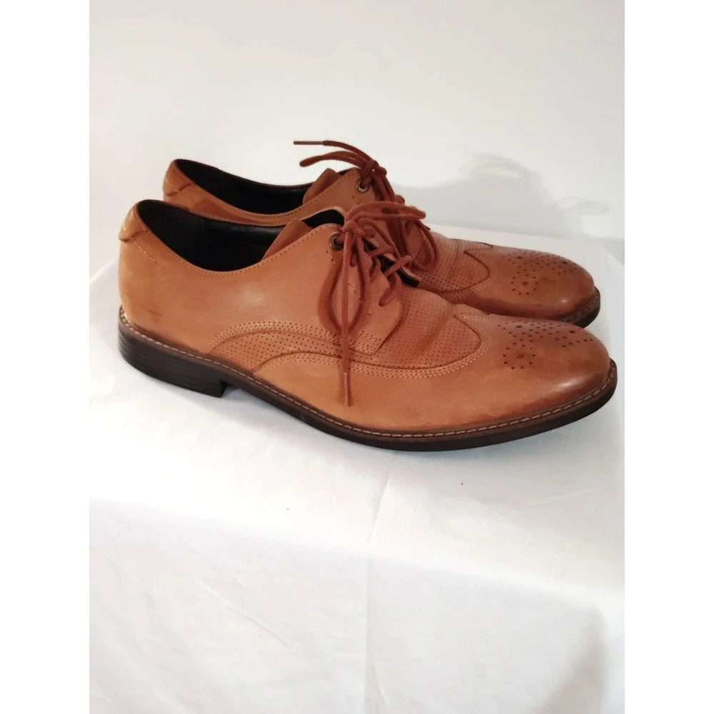 Rockport Men 13 Brown Leather Derby  TruTech Heel Comfort Old Money Dress Shoes